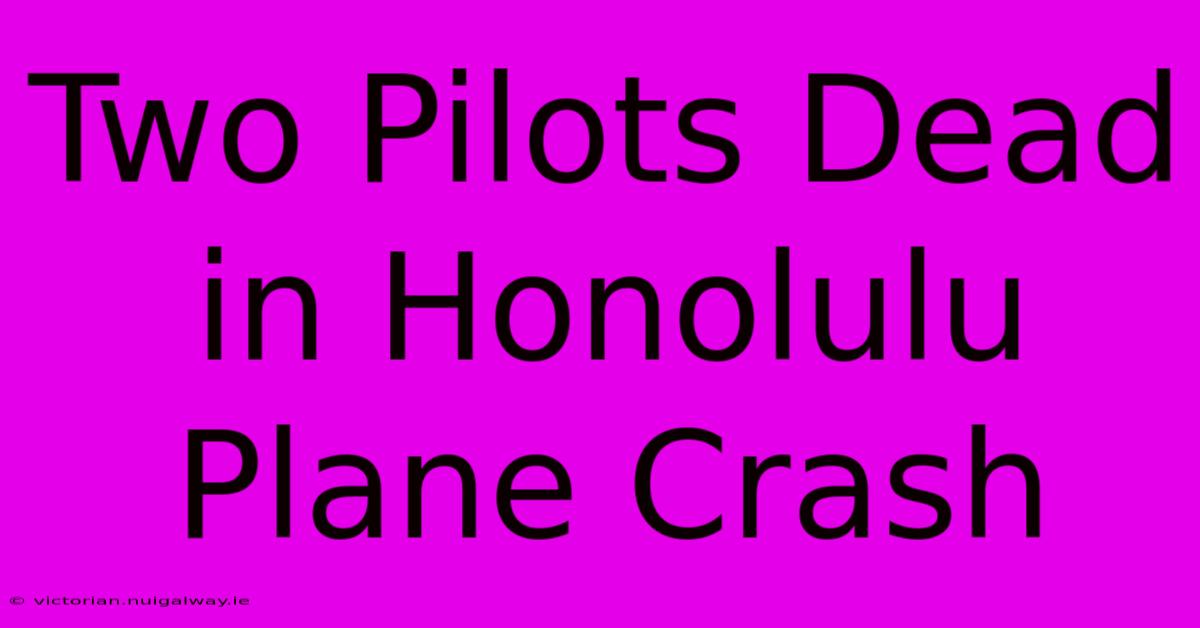 Two Pilots Dead In Honolulu Plane Crash