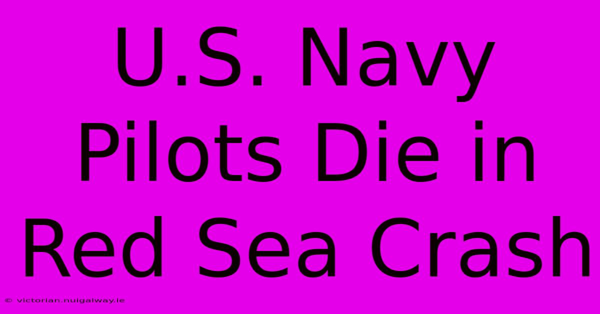 U.S. Navy Pilots Die In Red Sea Crash