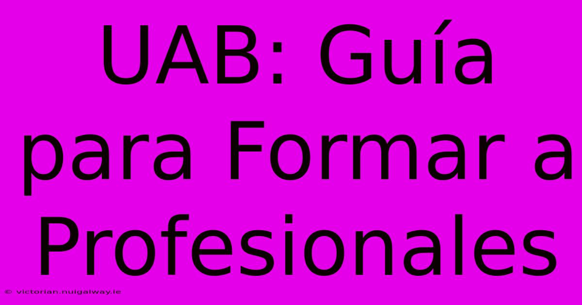 UAB: Guía Para Formar A Profesionales