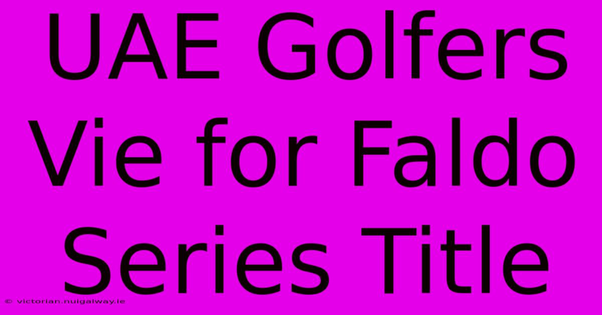 UAE Golfers Vie For Faldo Series Title