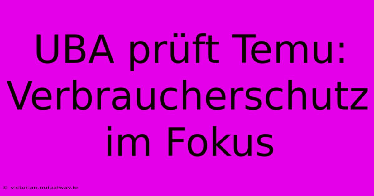 UBA Prüft Temu: Verbraucherschutz Im Fokus