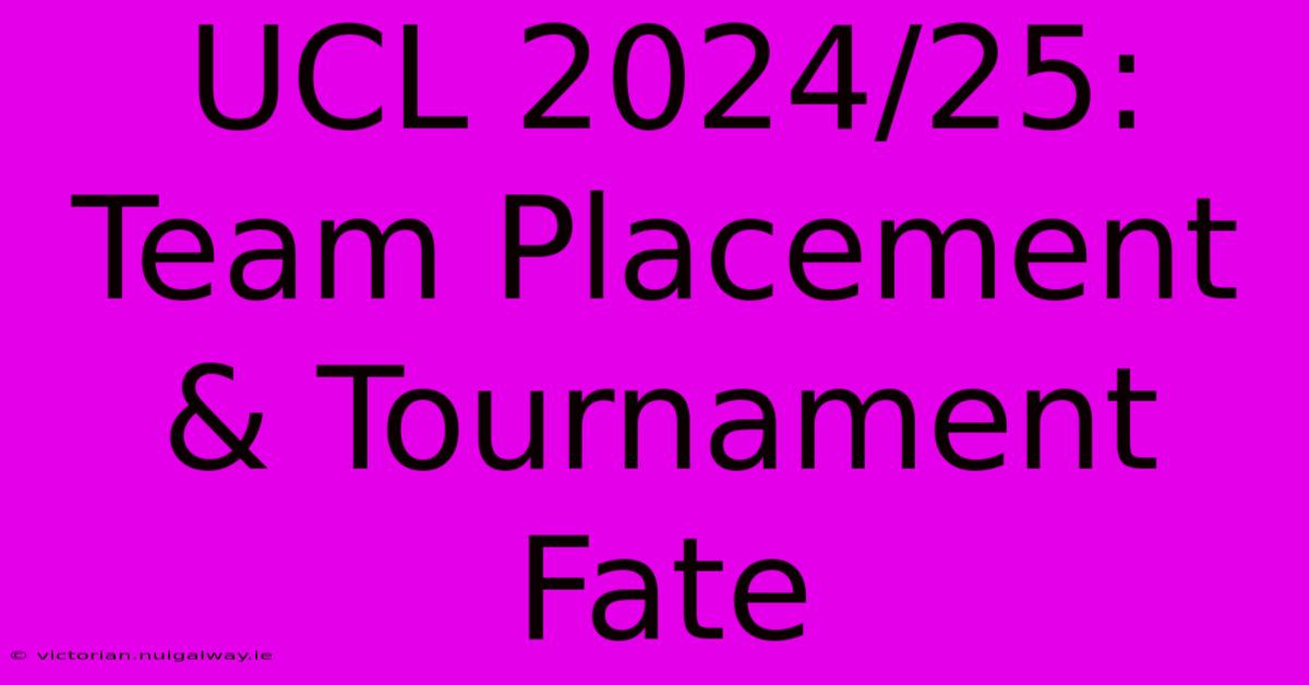 UCL 2024/25:  Team Placement & Tournament Fate