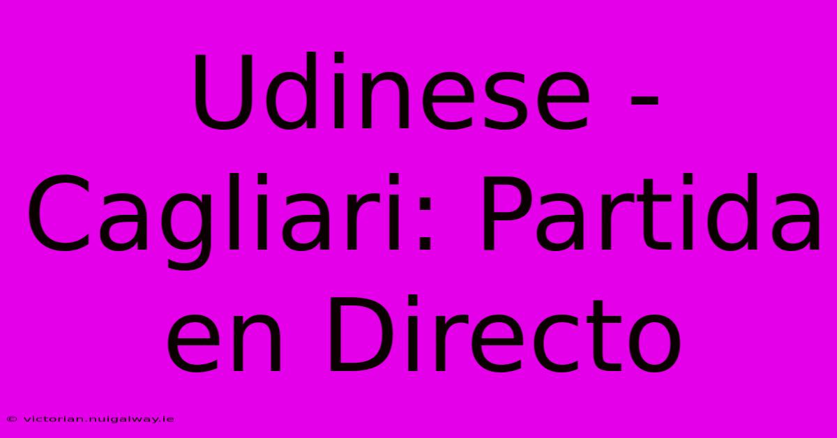 Udinese - Cagliari: Partida En Directo