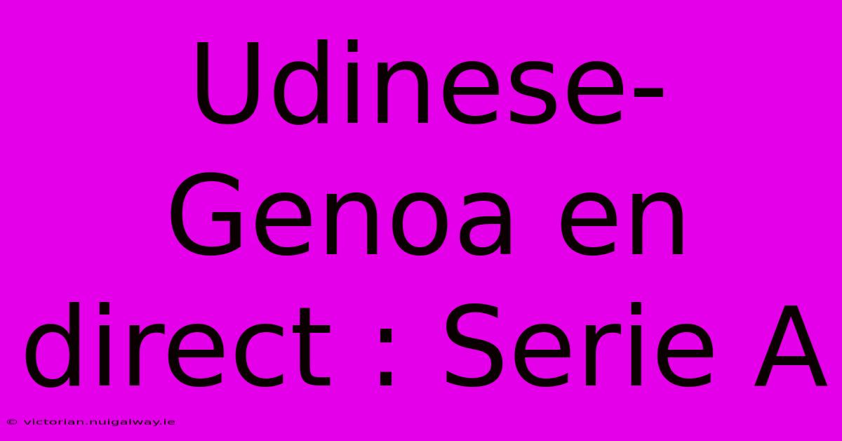 Udinese-Genoa En Direct : Serie A