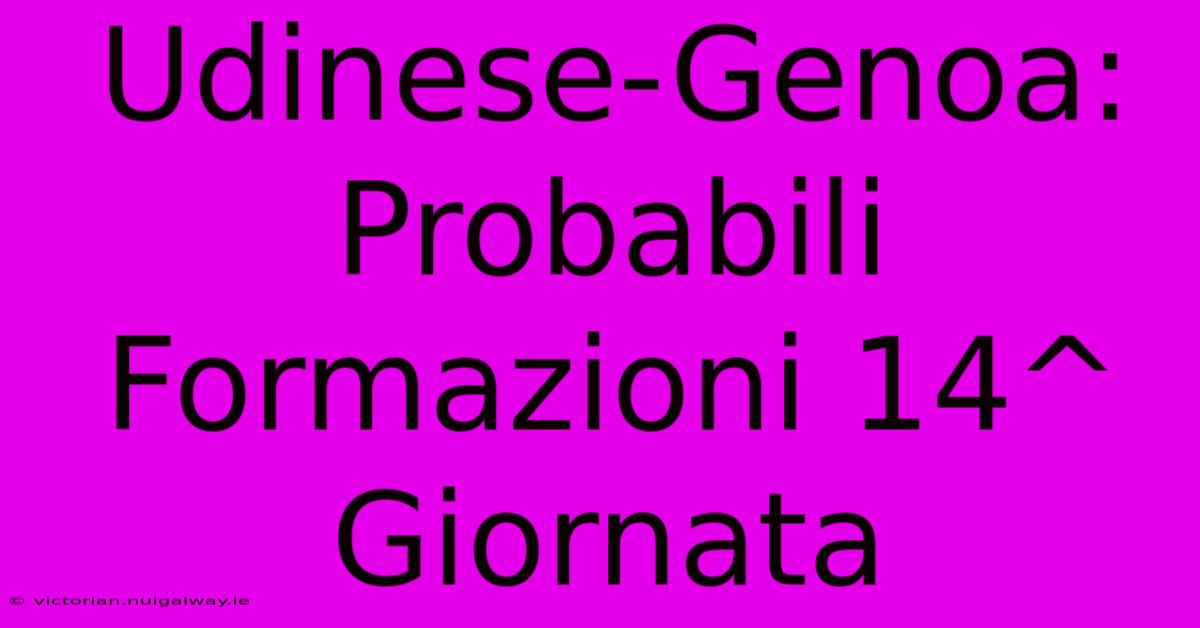 Udinese-Genoa: Probabili Formazioni 14^ Giornata