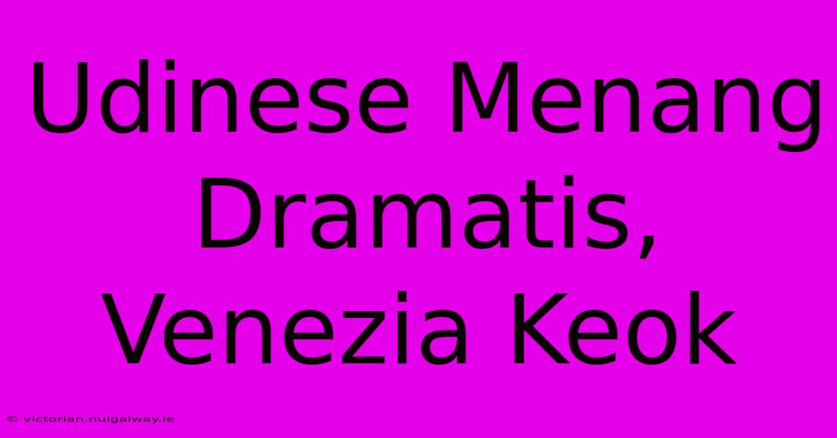 Udinese Menang Dramatis, Venezia Keok