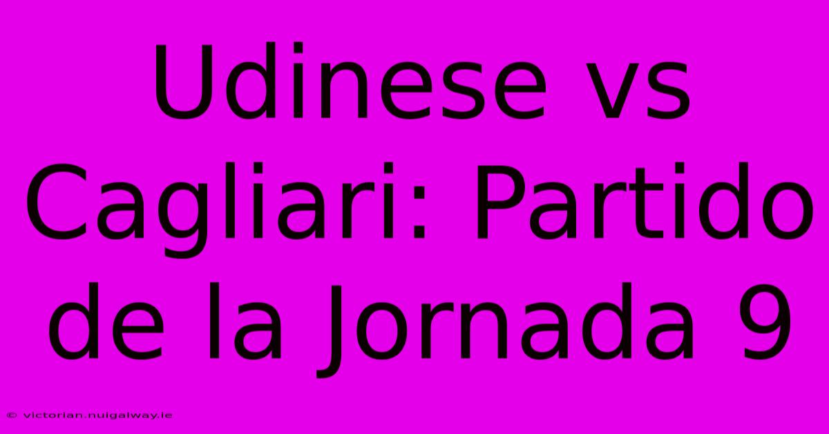 Udinese Vs Cagliari: Partido De La Jornada 9 