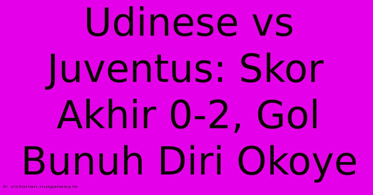 Udinese Vs Juventus: Skor Akhir 0-2, Gol Bunuh Diri Okoye