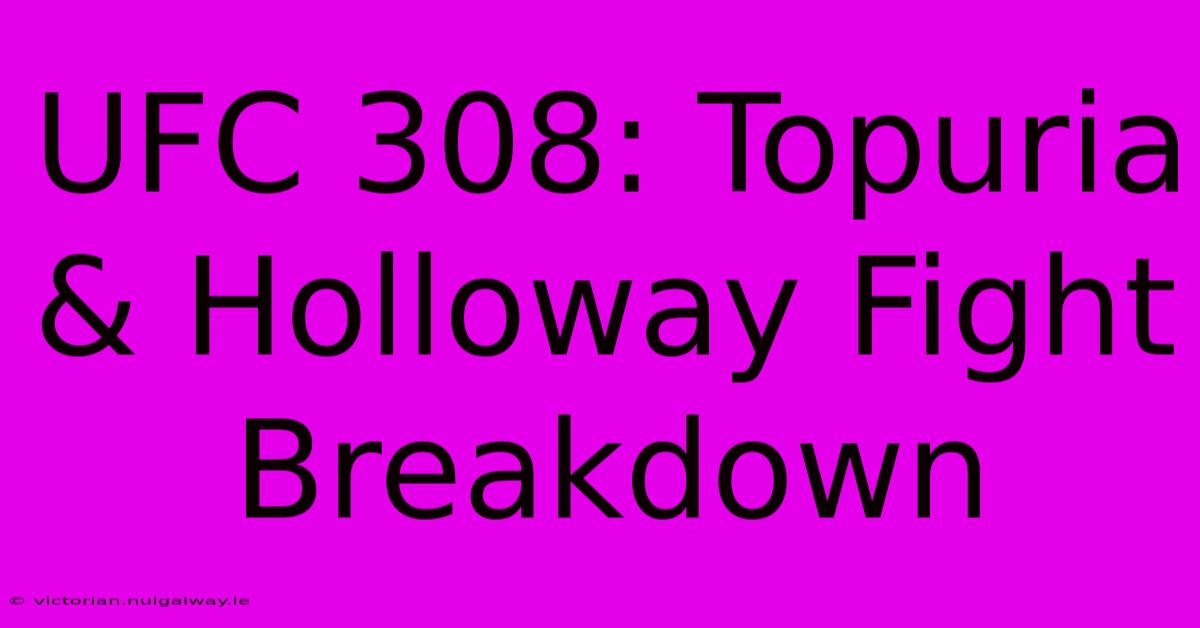 UFC 308: Topuria & Holloway Fight Breakdown