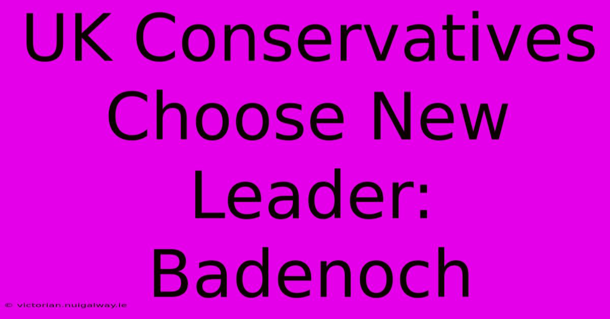 UK Conservatives Choose New Leader: Badenoch