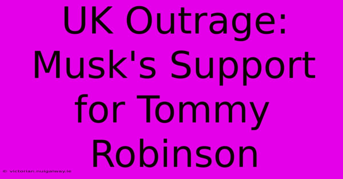 UK Outrage: Musk's Support For Tommy Robinson