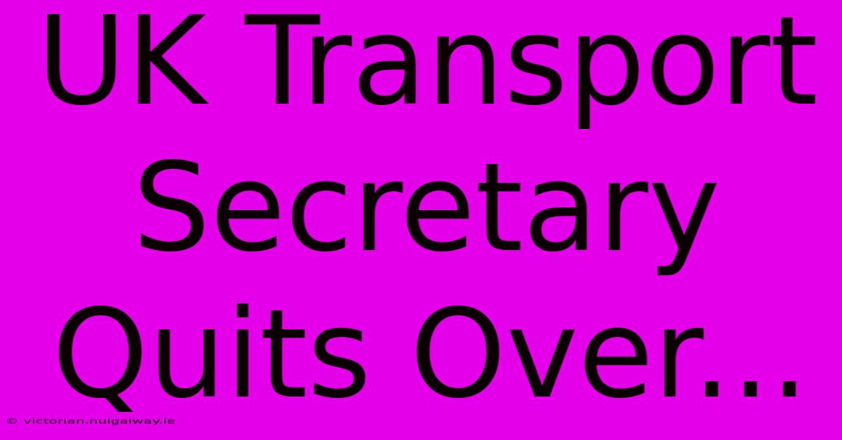 UK Transport Secretary Quits Over...