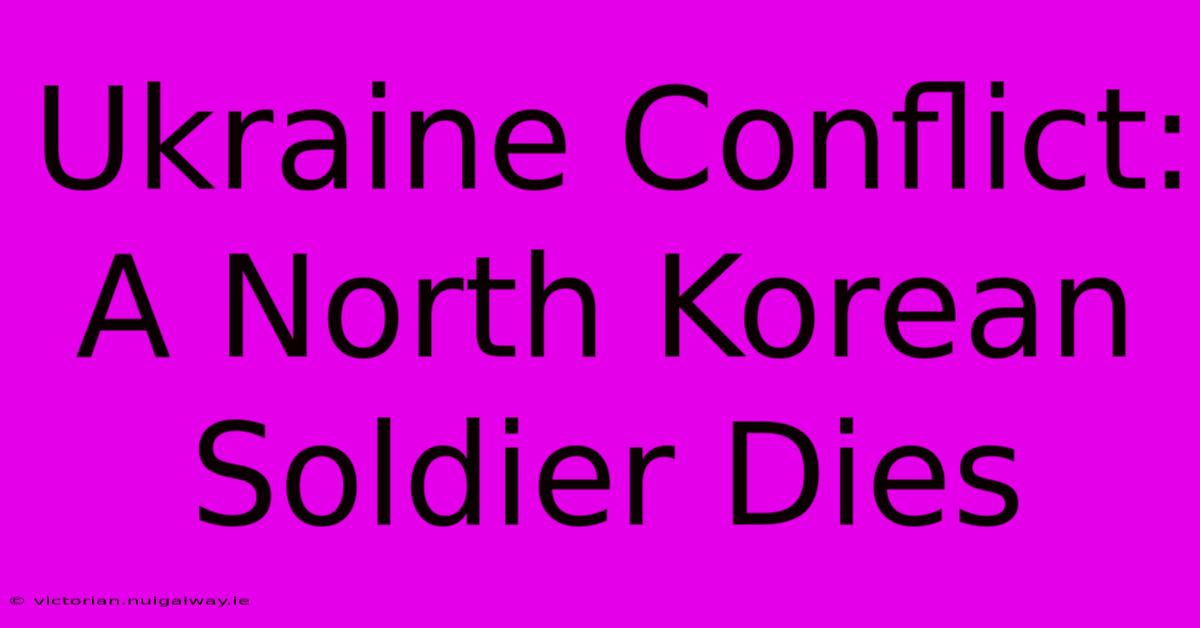 Ukraine Conflict: A North Korean Soldier Dies