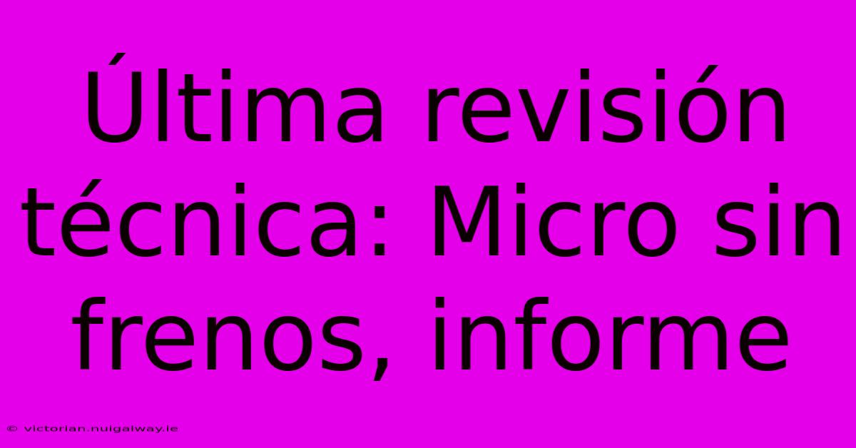 Última Revisión Técnica: Micro Sin Frenos, Informe 