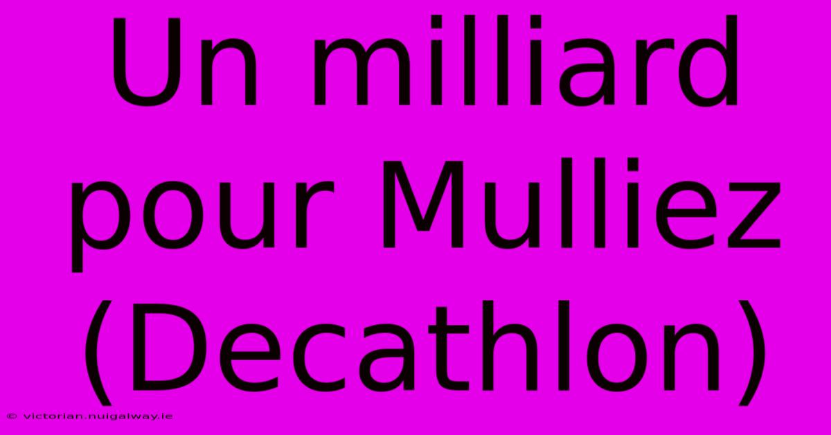 Un Milliard Pour Mulliez (Decathlon)