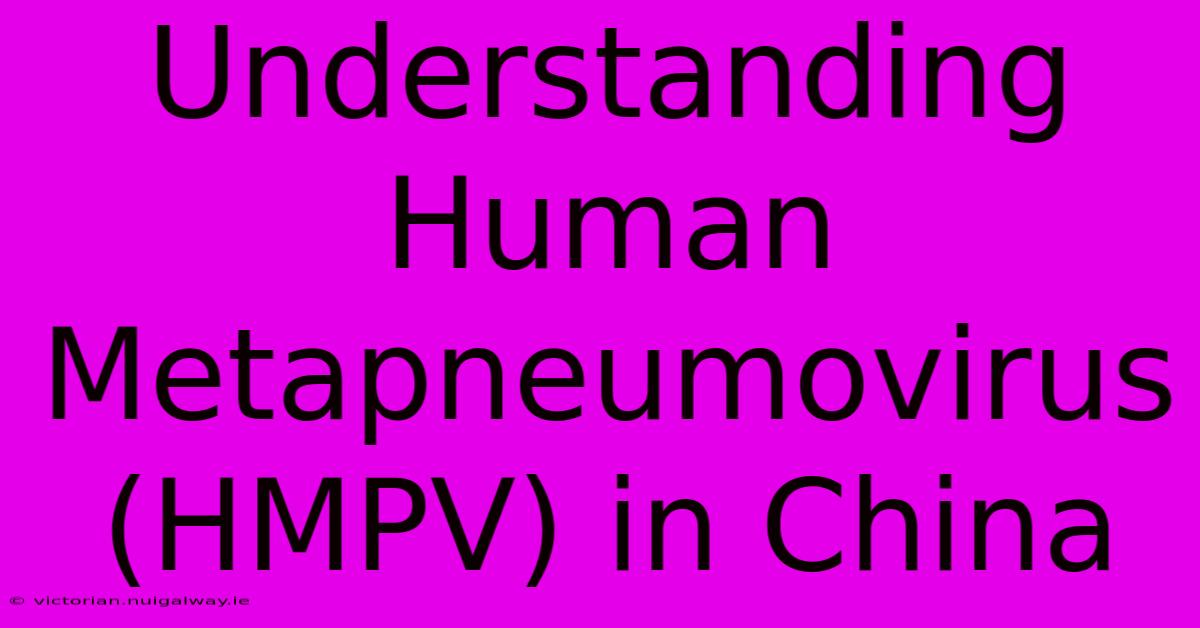 Understanding Human Metapneumovirus (HMPV) In China