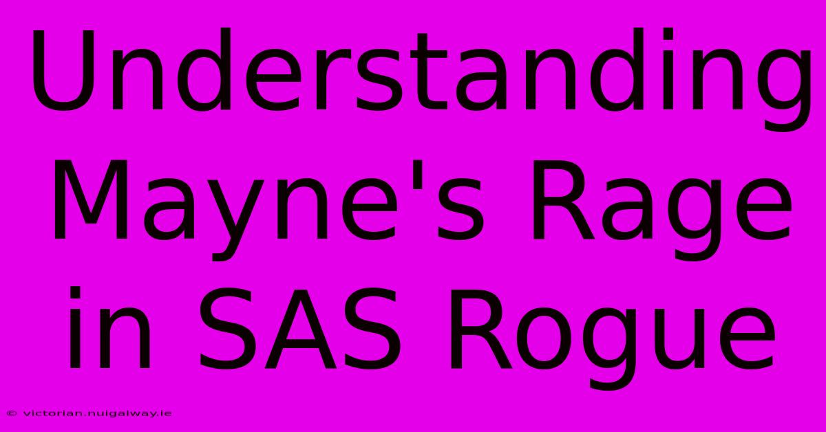 Understanding Mayne's Rage In SAS Rogue