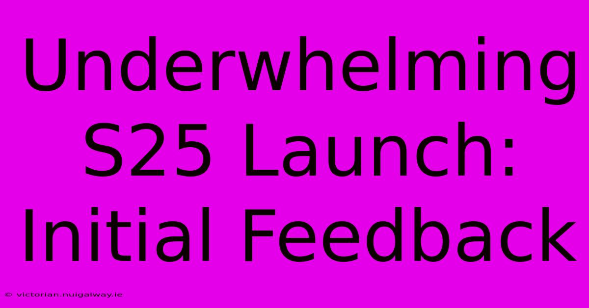 Underwhelming S25 Launch: Initial Feedback