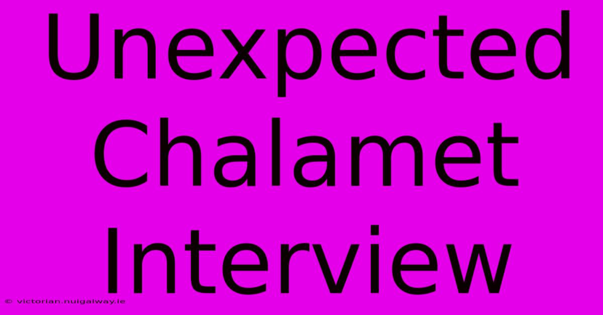 Unexpected Chalamet Interview