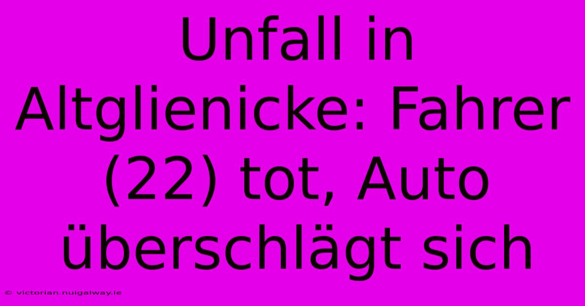 Unfall In Altglienicke: Fahrer (22) Tot, Auto Überschlägt Sich