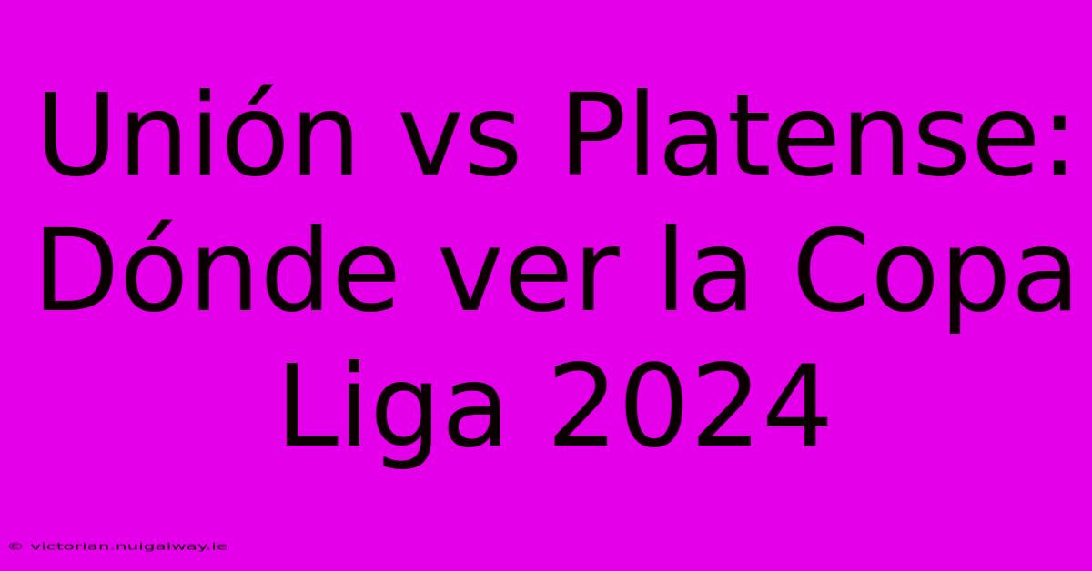 Unión Vs Platense: Dónde Ver La Copa Liga 2024