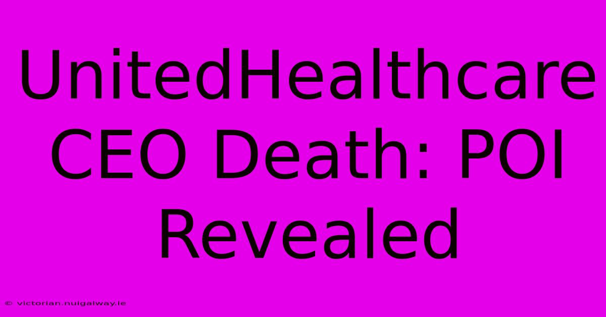 UnitedHealthcare CEO Death: POI Revealed