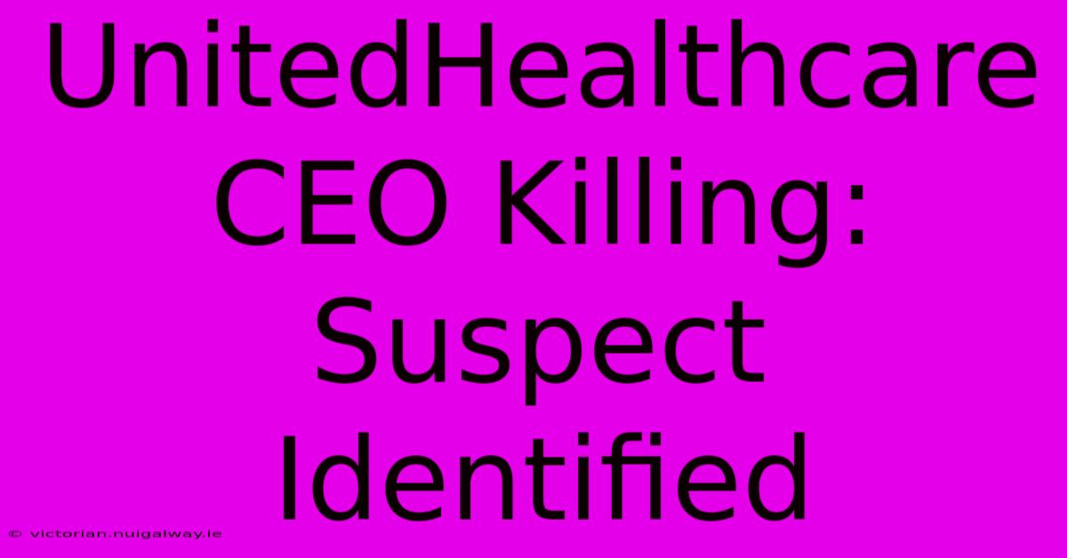 UnitedHealthcare CEO Killing: Suspect Identified