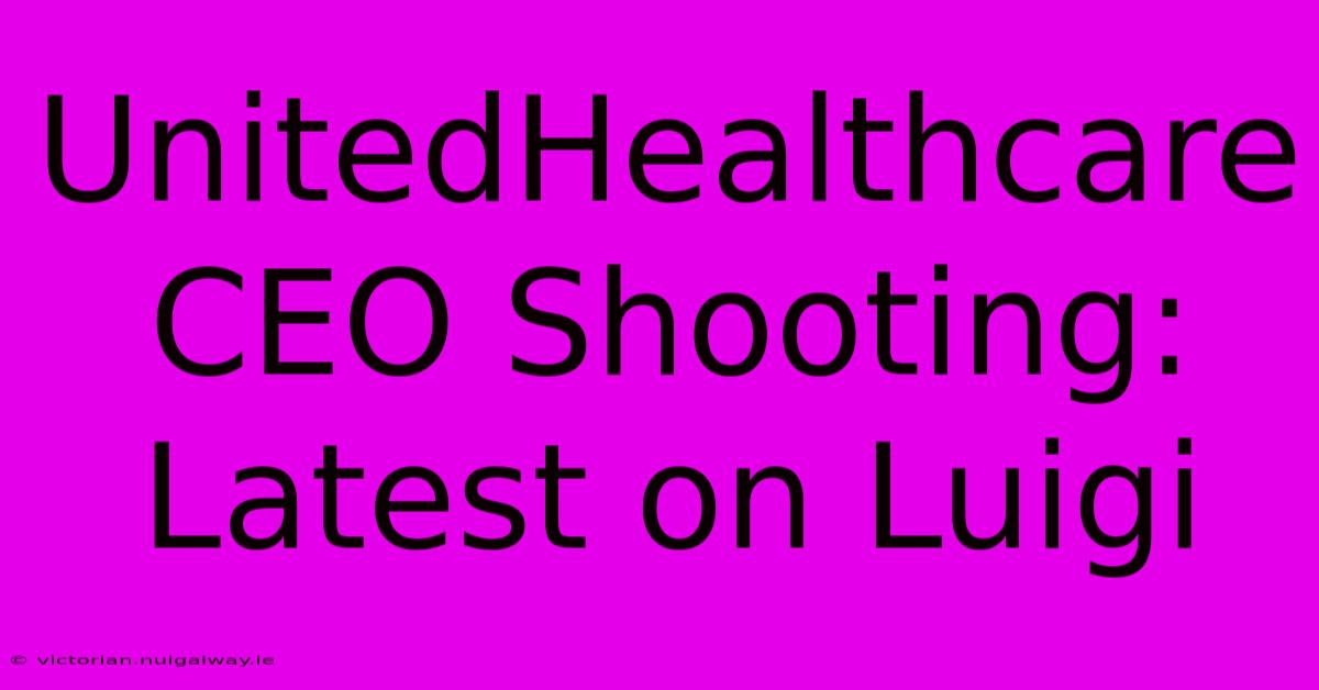 UnitedHealthcare CEO Shooting: Latest On Luigi