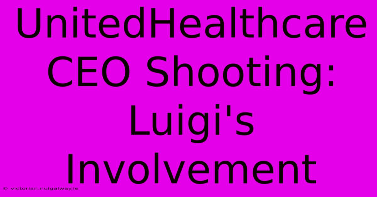 UnitedHealthcare CEO Shooting:  Luigi's Involvement