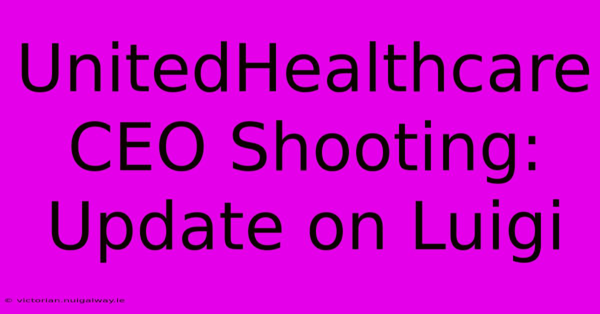 UnitedHealthcare CEO Shooting: Update On Luigi