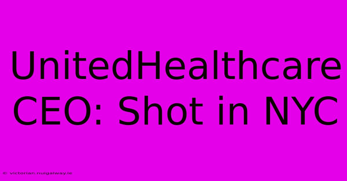 UnitedHealthcare CEO: Shot In NYC