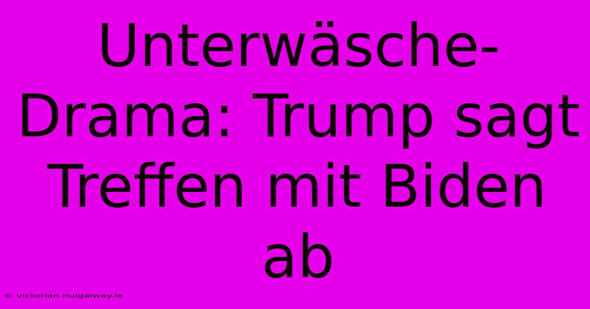 Unterwäsche-Drama: Trump Sagt Treffen Mit Biden Ab