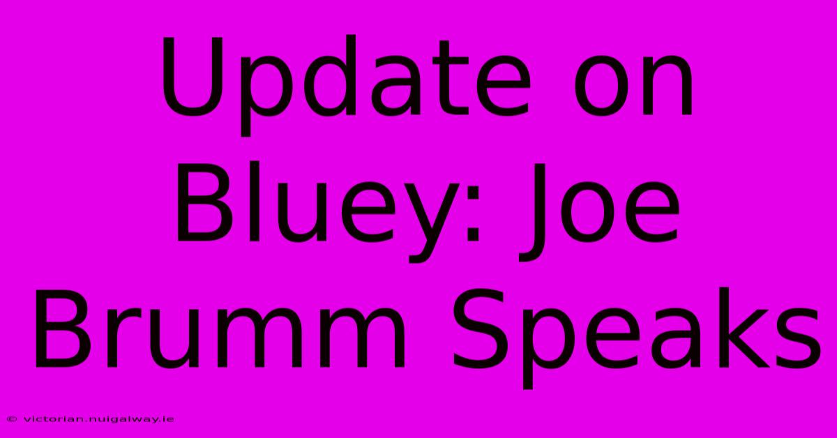 Update On Bluey: Joe Brumm Speaks