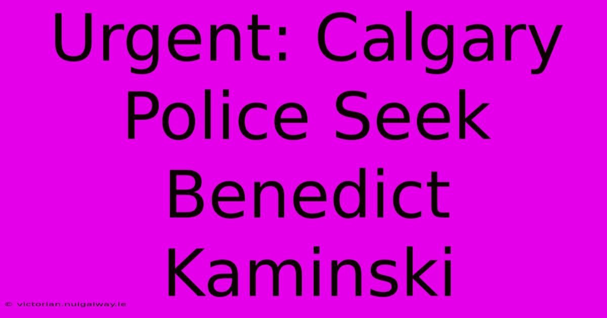 Urgent: Calgary Police Seek Benedict Kaminski