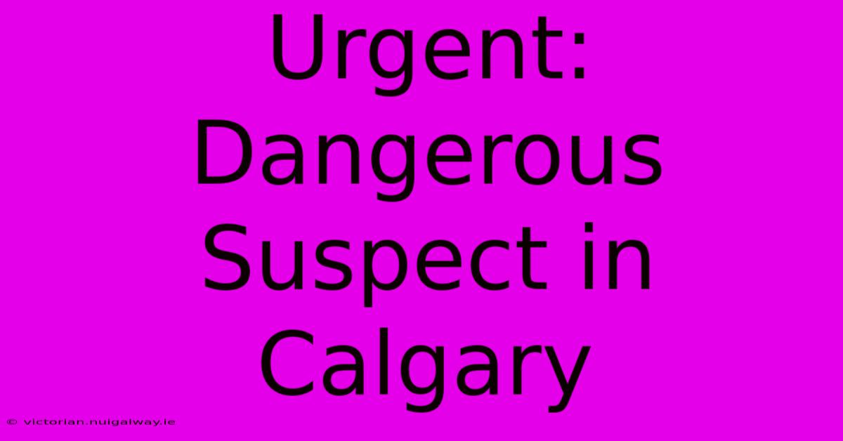 Urgent: Dangerous Suspect In Calgary