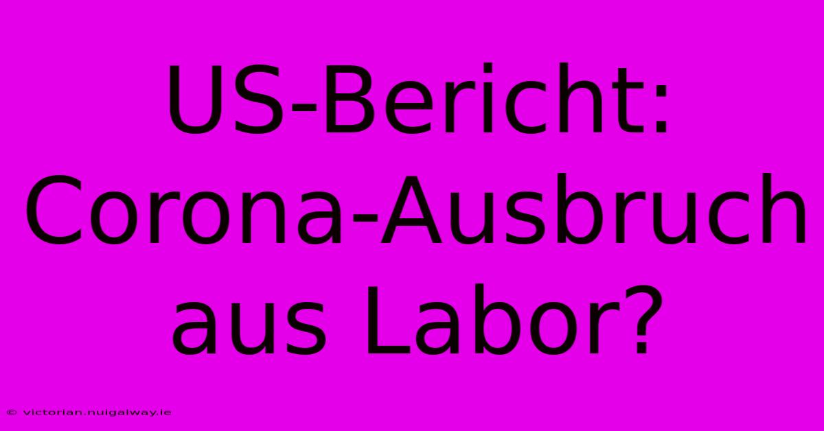 US-Bericht: Corona-Ausbruch Aus Labor?