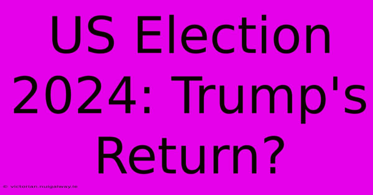 US Election 2024: Trump's Return?