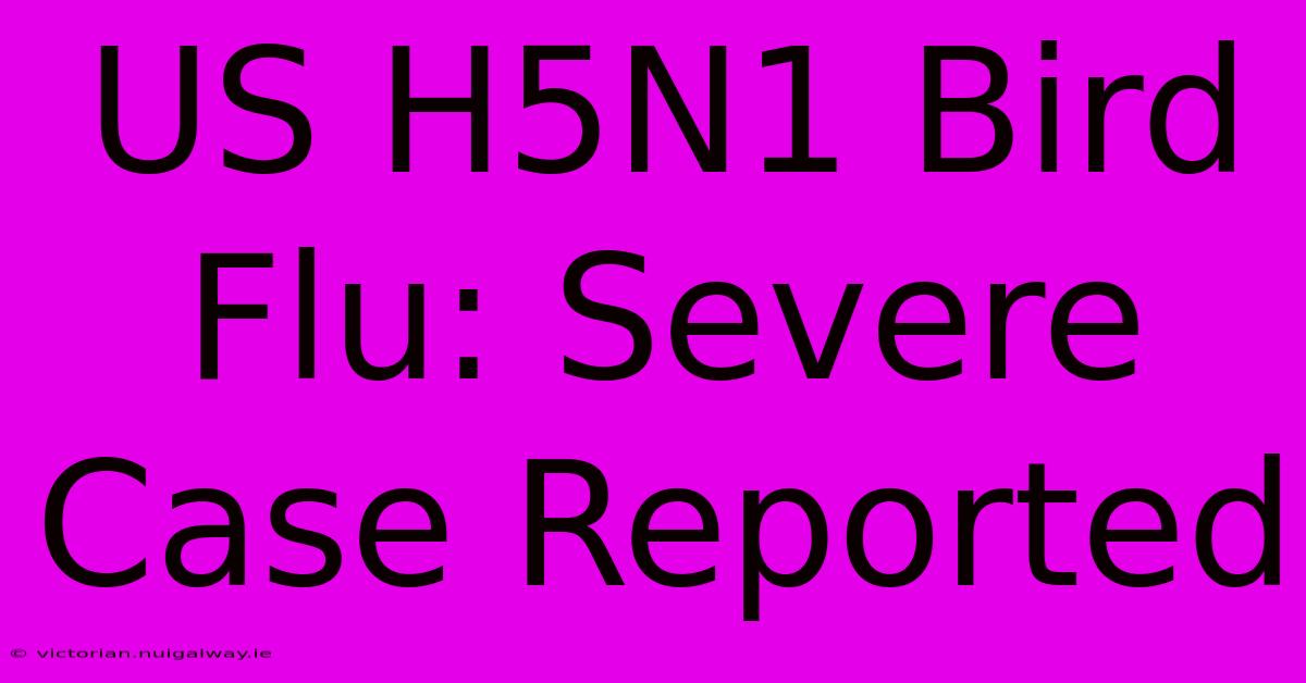 US H5N1 Bird Flu: Severe Case Reported