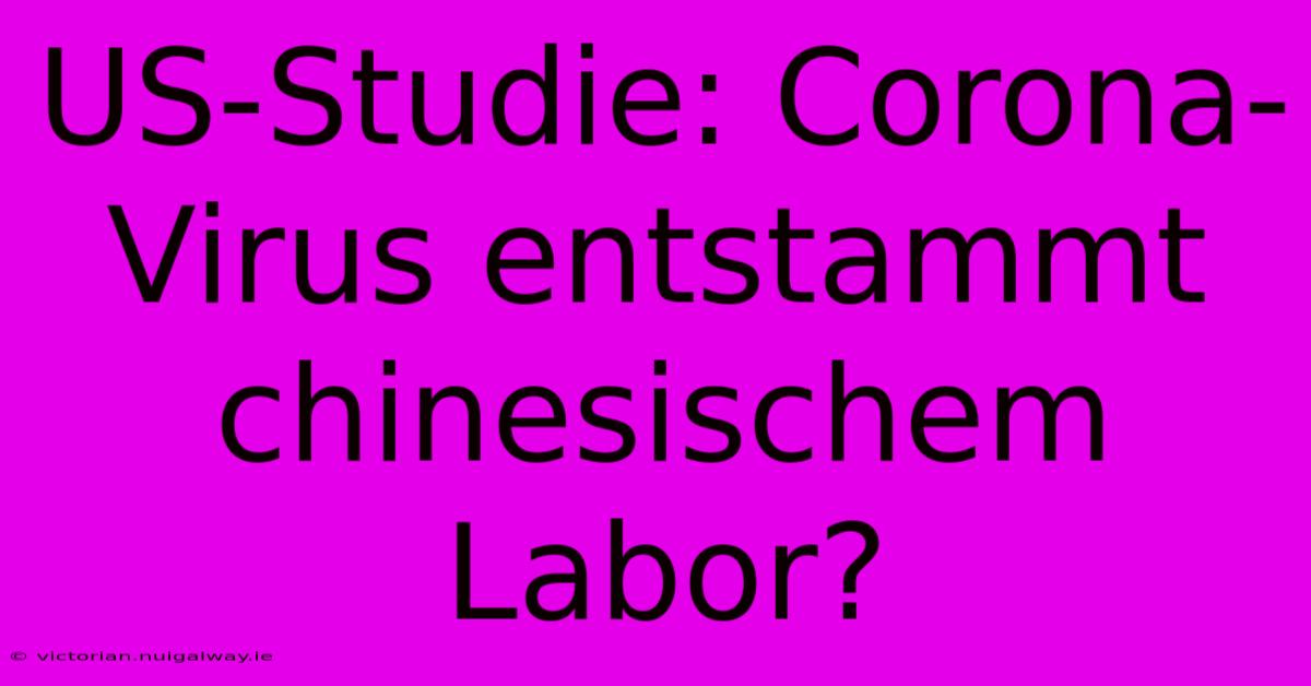 US-Studie: Corona-Virus Entstammt Chinesischem Labor?