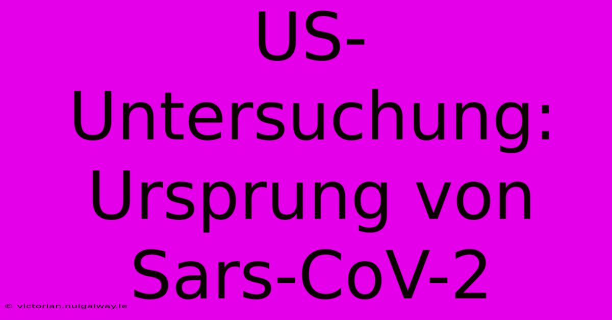 US-Untersuchung: Ursprung Von Sars-CoV-2