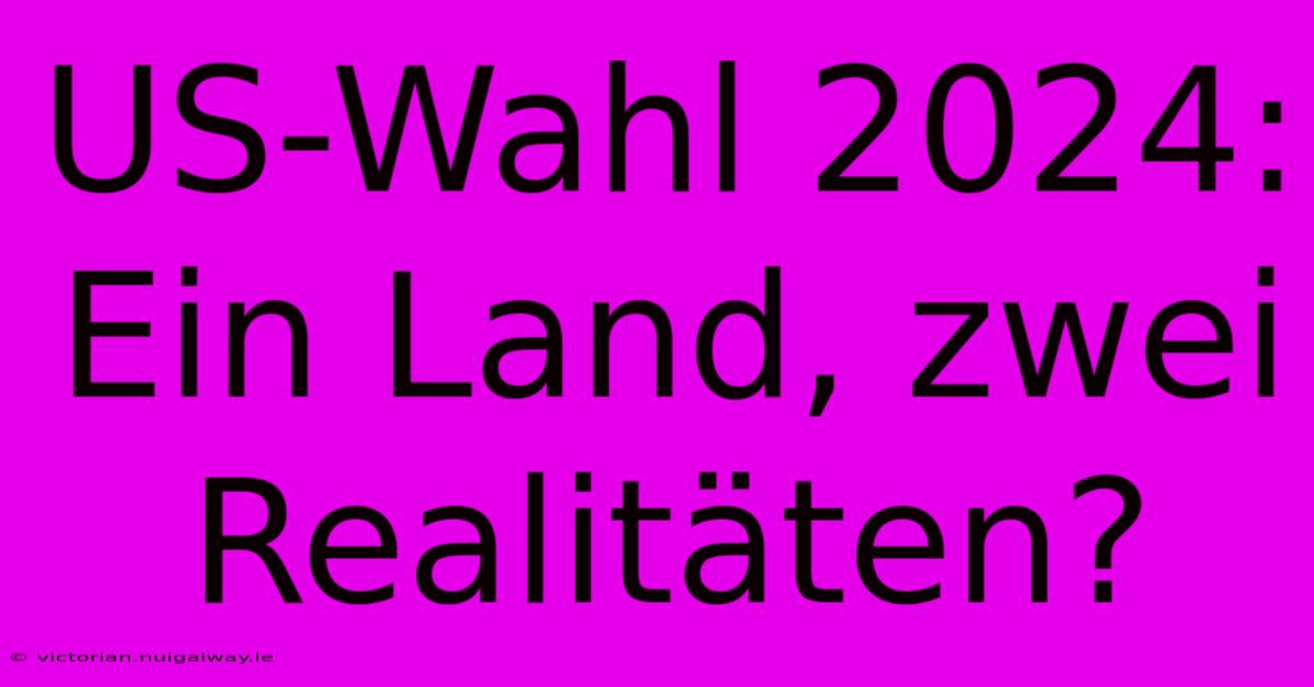 US-Wahl 2024: Ein Land, Zwei Realitäten? 