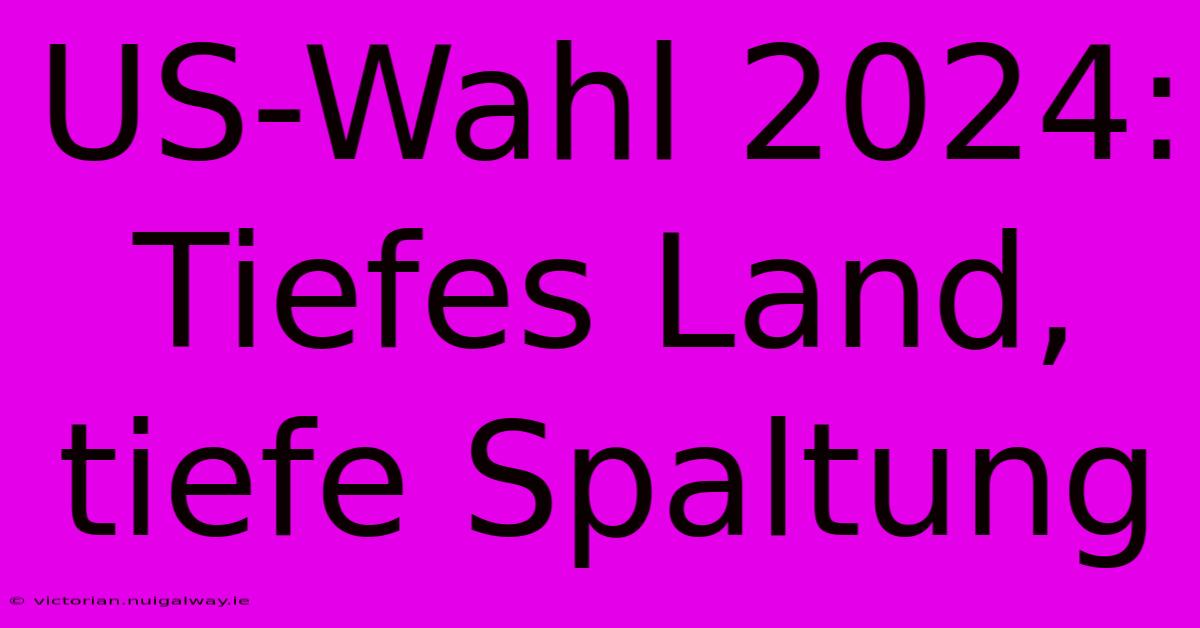 US-Wahl 2024: Tiefes Land, Tiefe Spaltung