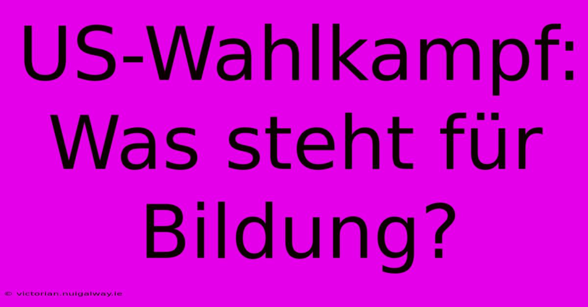 US-Wahlkampf: Was Steht Für Bildung?