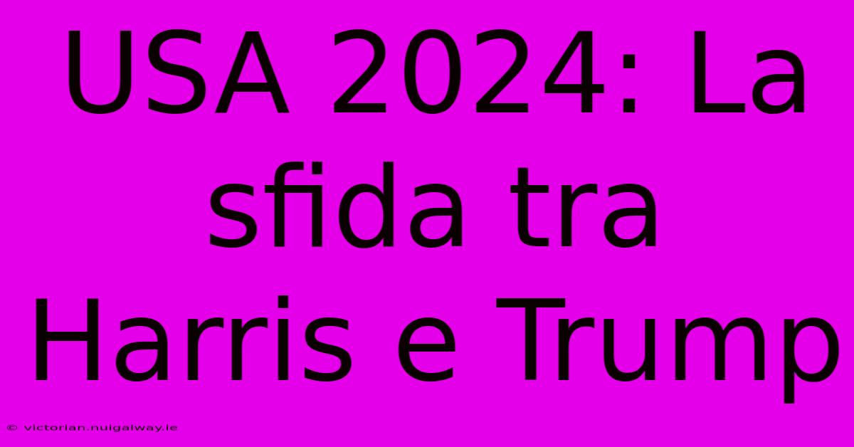 USA 2024: La Sfida Tra Harris E Trump