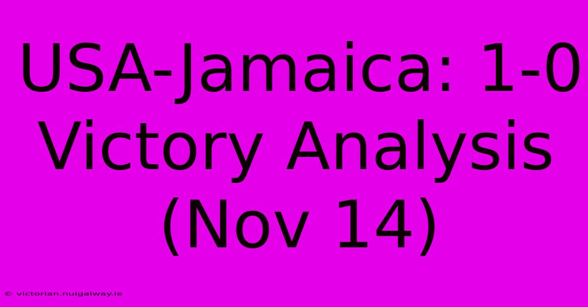 USA-Jamaica: 1-0 Victory Analysis (Nov 14)