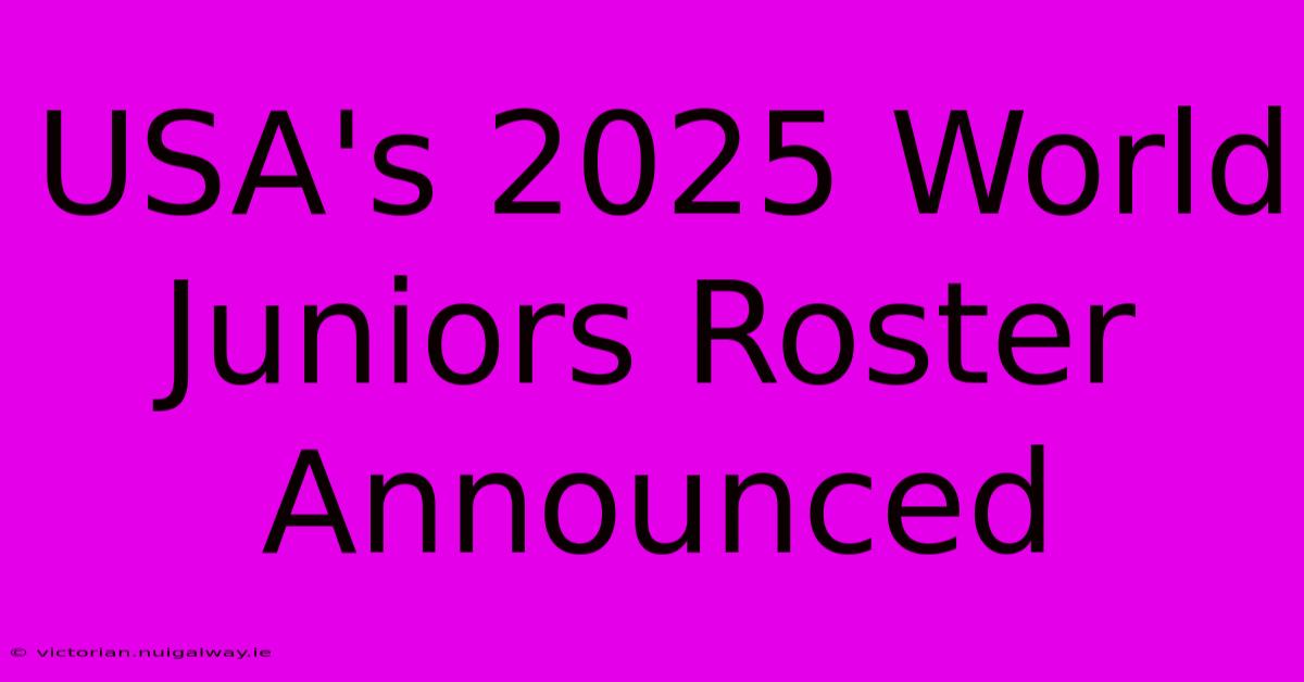 USA's 2025 World Juniors Roster Announced