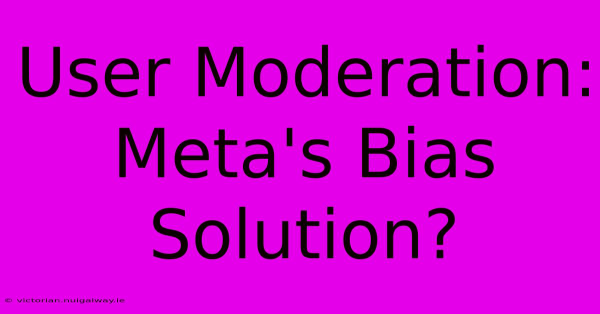 User Moderation: Meta's Bias Solution?