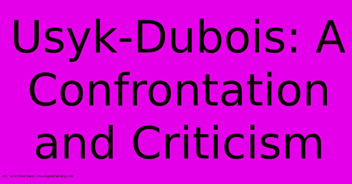 Usyk-Dubois: A Confrontation And Criticism