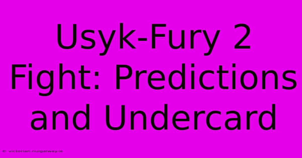 Usyk-Fury 2 Fight: Predictions And Undercard