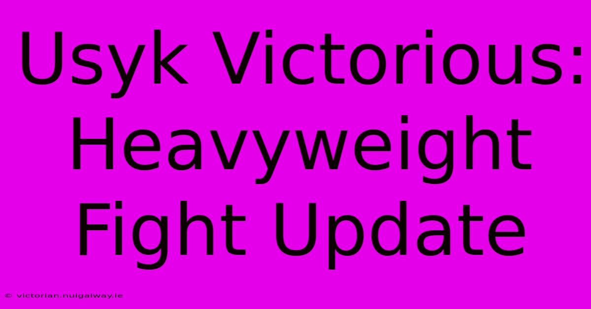 Usyk Victorious: Heavyweight Fight Update